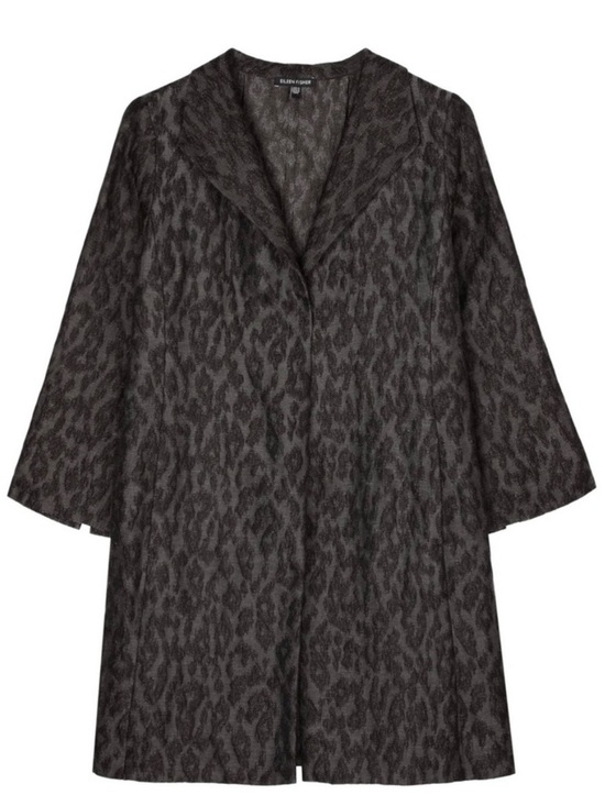 Eileen Fisher Jackets & Blazers - Eileen Fisher Charcoal Gray Leopard Jacquard Coat